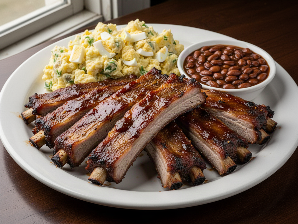 Ribs and sides menu illustration