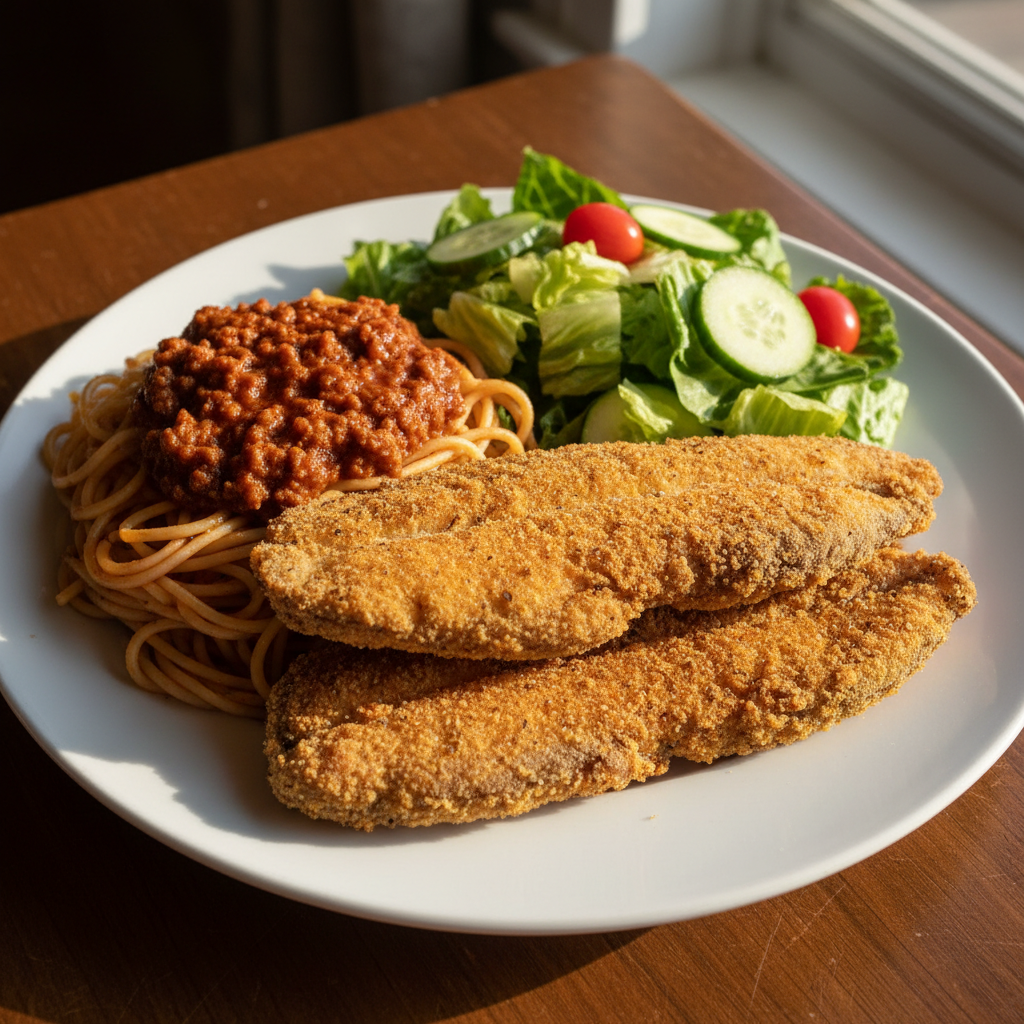 Fried fish supper menu illustration