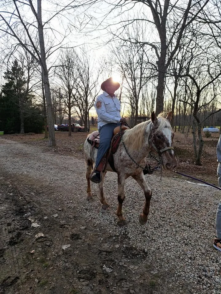 Dorfus Young enjoying time on horseback — a personal family photo