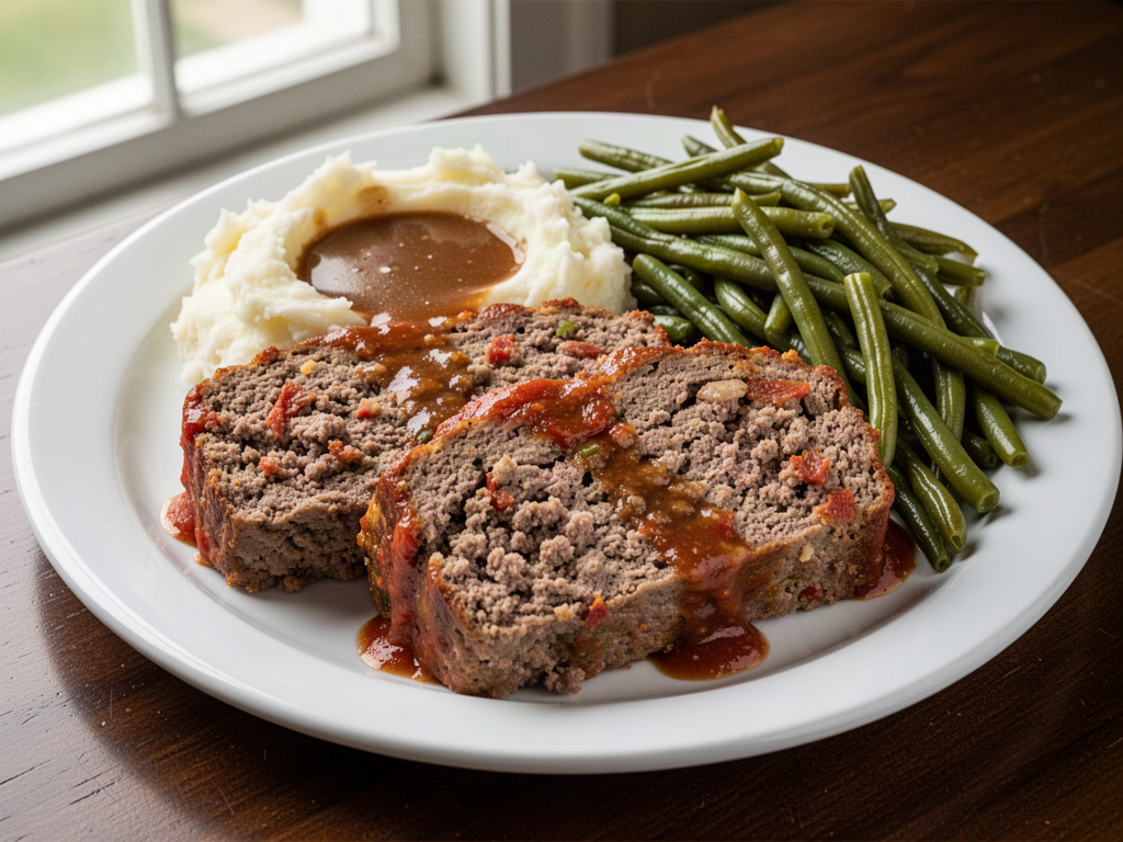 Meatloaf supper menu illustration
